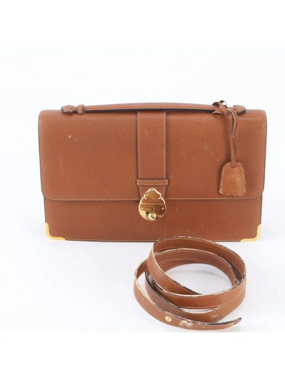 Gucci O-Rudo 004 14 Leather 2-Way Shoulder Bag Crossbody Messenger Brown